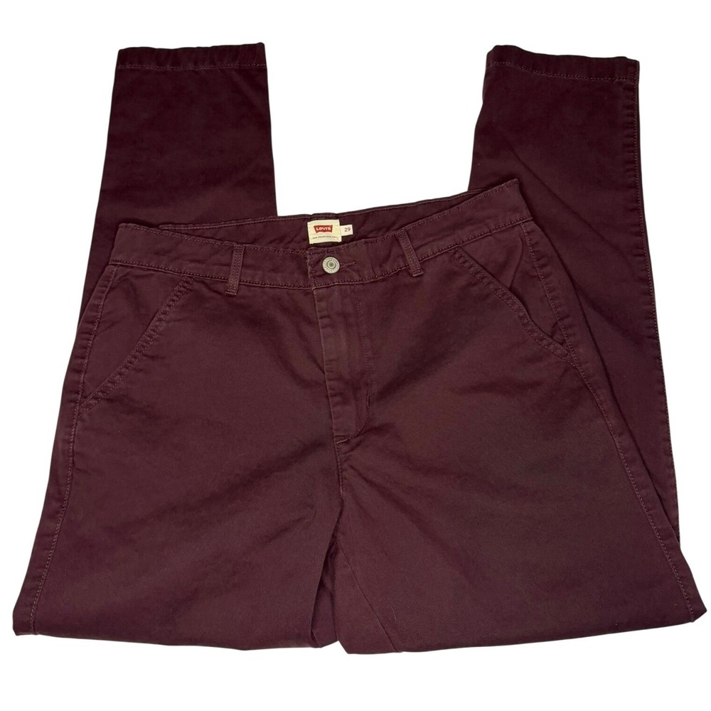 Levi's Chino Pants Women 29 Burgundy Tapered High Rise Twill Trousers